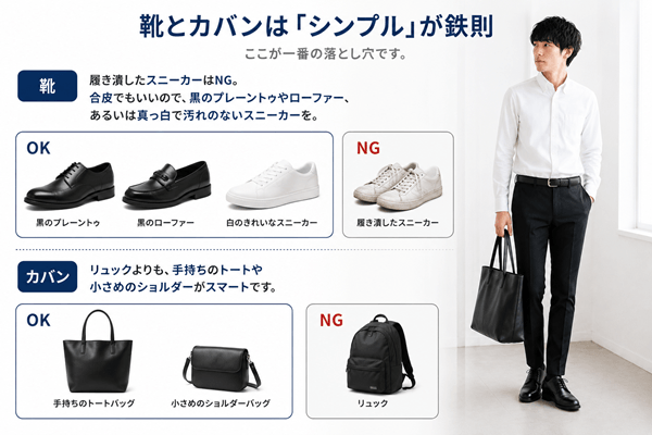 靴とカバンは「シンプル」が鉄則